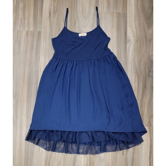 Anthropologie Lili’s Closet Navy Summer Dress Medium Lightweight Ruffle - Picture 1 of 9